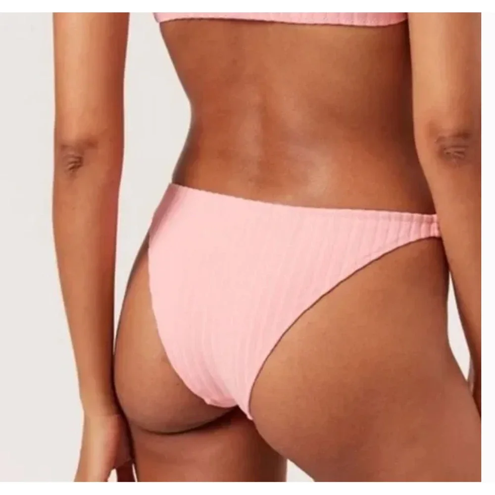 Solid & Striped The Rachel Ribbed Bikini Bottom Pink Size XL
